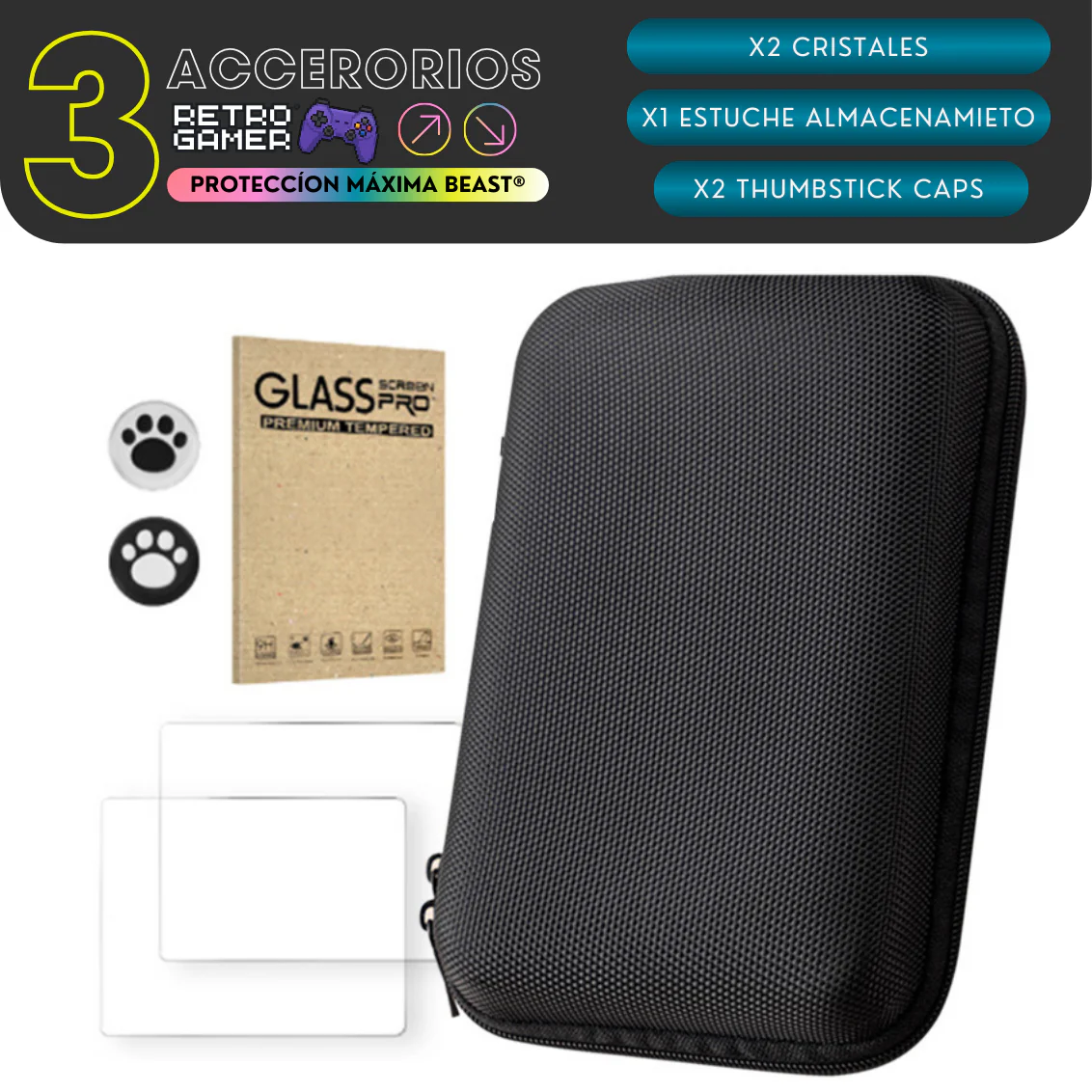 Estuche para RetroGame Beast (Estuche + Gomas + Cristal)